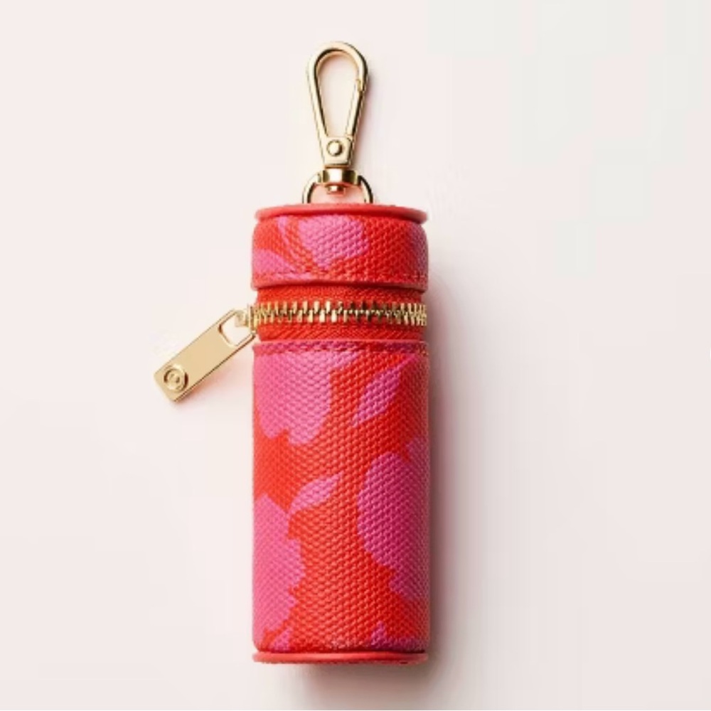 NWT Canvas Rose Lipstick Bag Charm Keychain - kate spade x Target Pink/Red